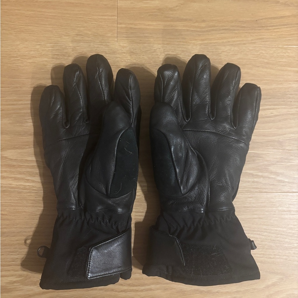 Italic Black Leather Ski/Winter Gloves